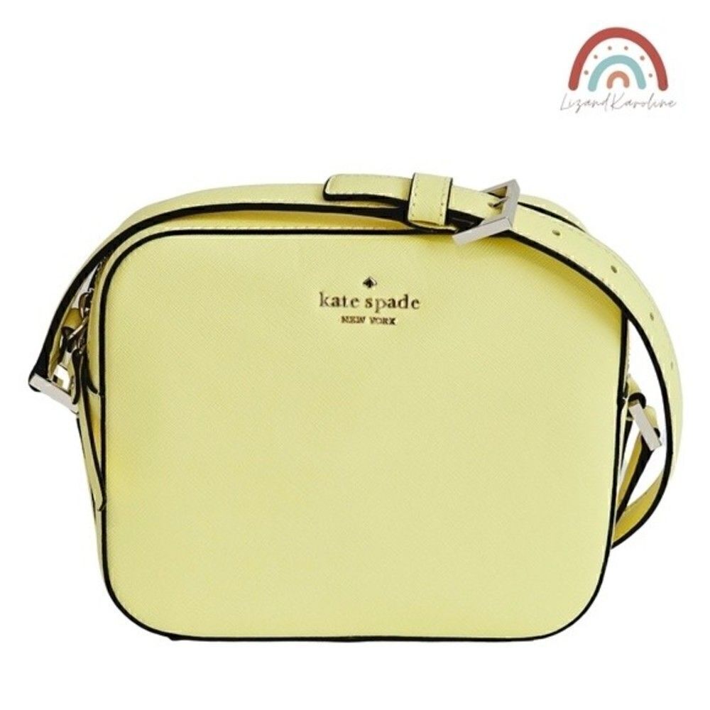 Kate Spade Newbury Lane Cammie Camera Saffiano Leather Citrus Neon Crossbody Bag